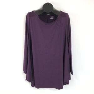 Lane Bryant Long Sleeve Swing Tunic Top Women's Plus Size 18/20 Purple Lace Knit